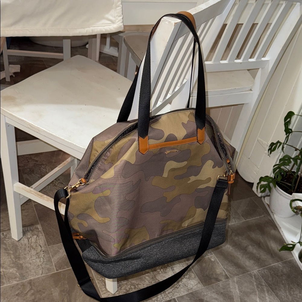 Camouflage your adventure awaits Bag with Black Straps lots of compartments